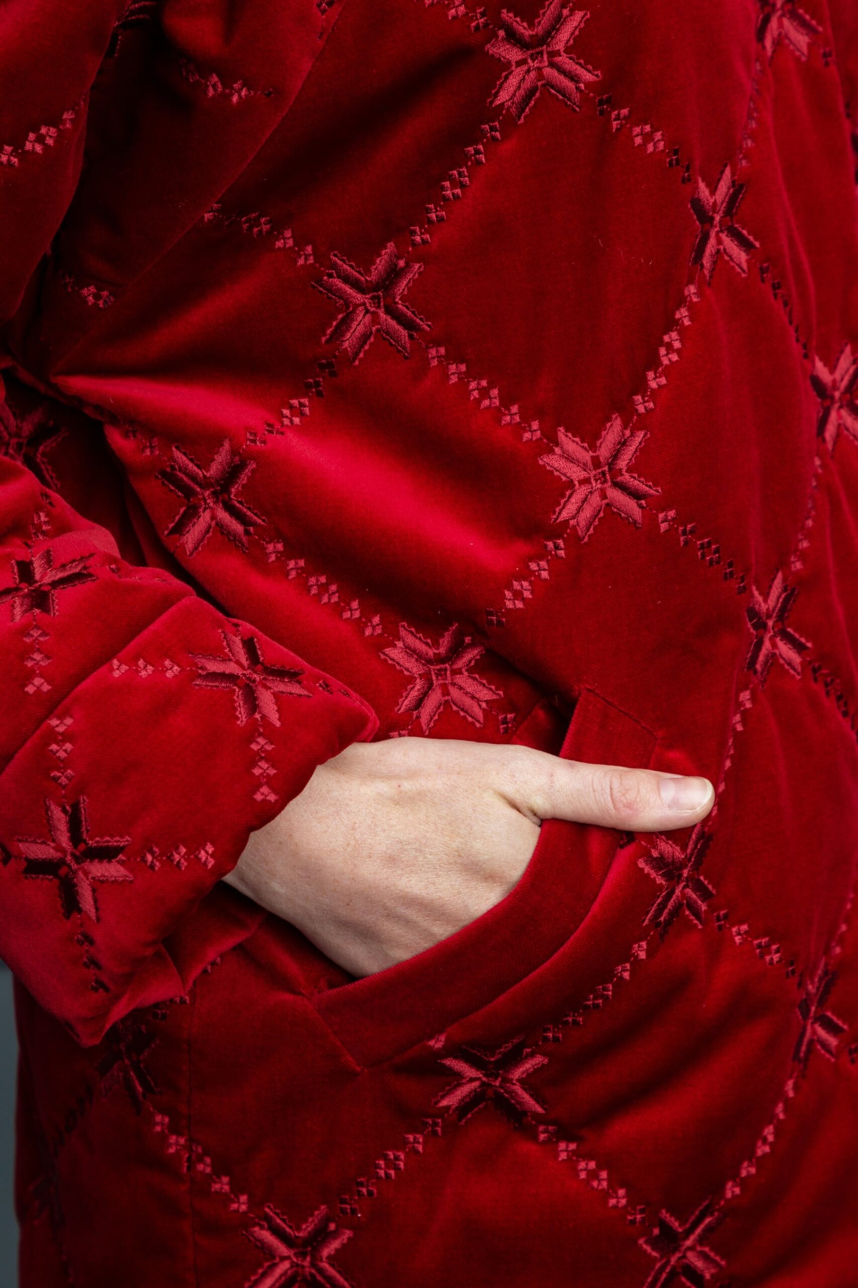 Velvet bomber jacket with embroidery 