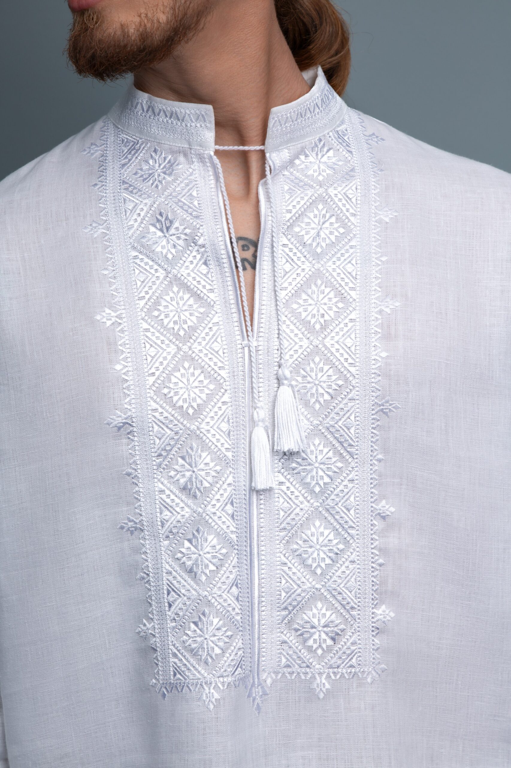 Embroidered shirt «Stars» (white)