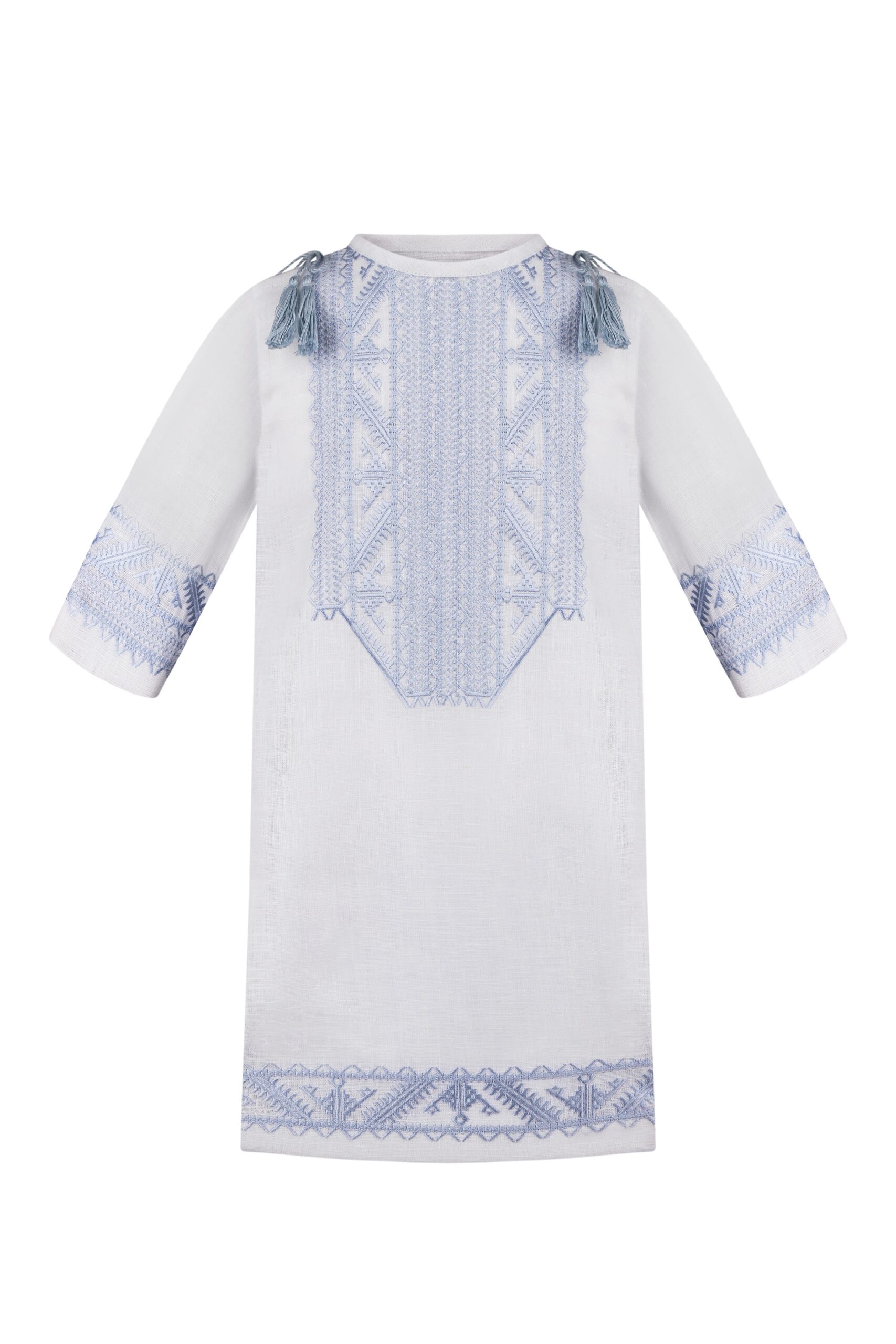 Shirt for baptism with blue embroidery