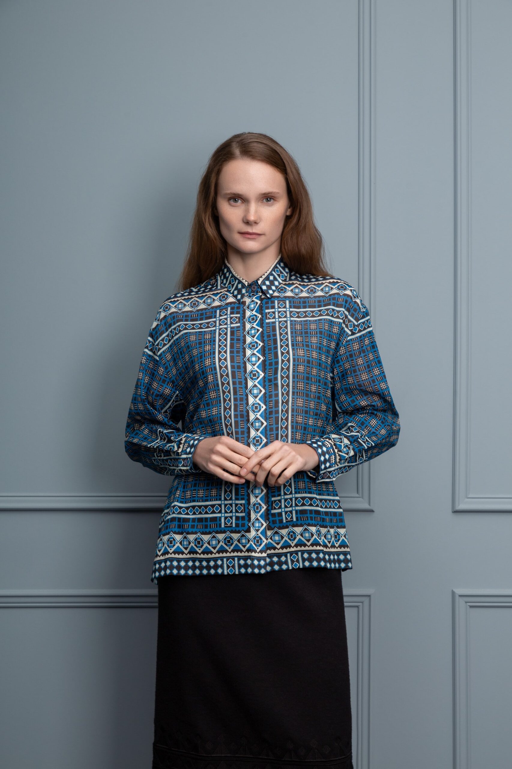 Blouse with blue print