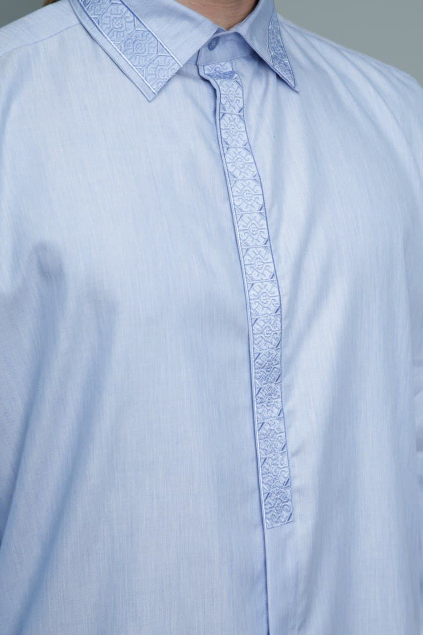 Сорочка чоловіча «Подільський легінь» блакитна