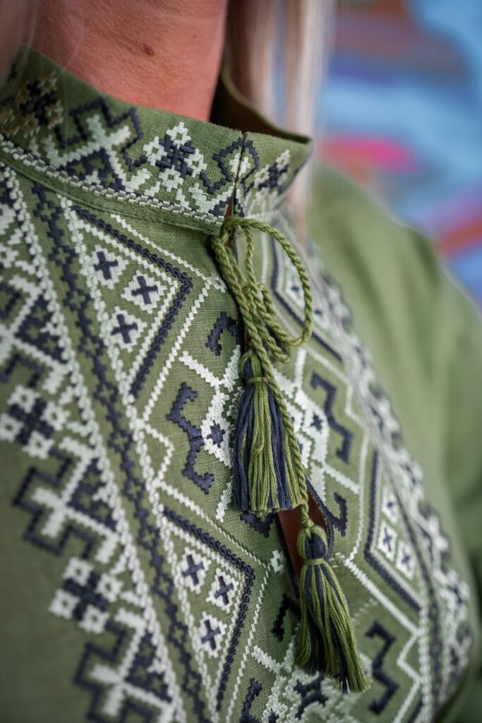 Embroidered shirt «Dazhbog» khaki