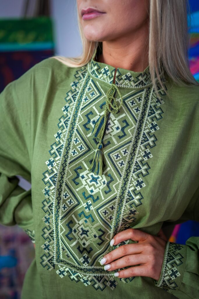 Embroidered shirt «Dazhbog» khaki